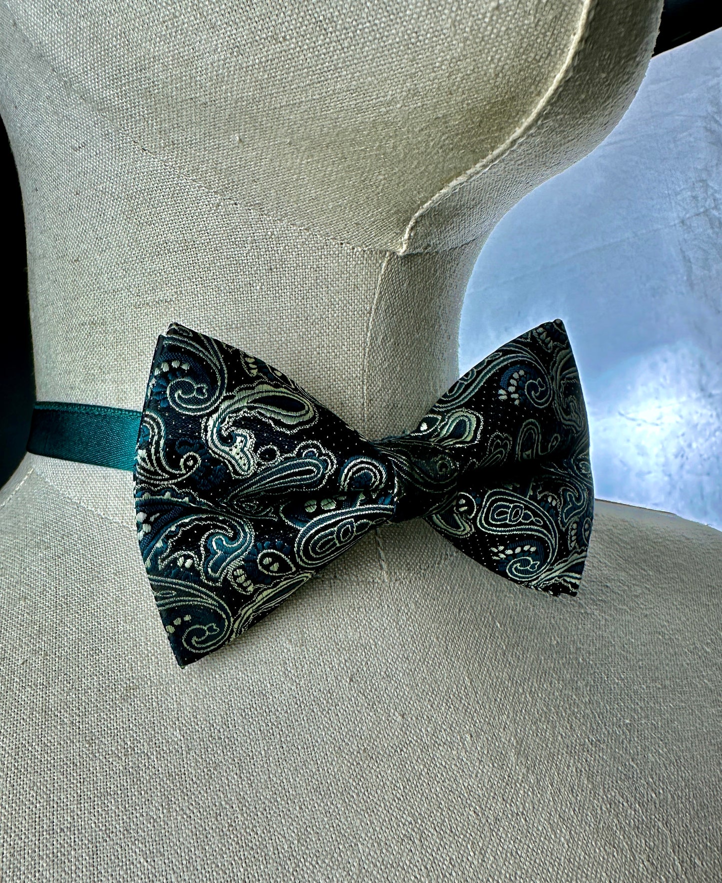 Paisley Emerald green pretied bow