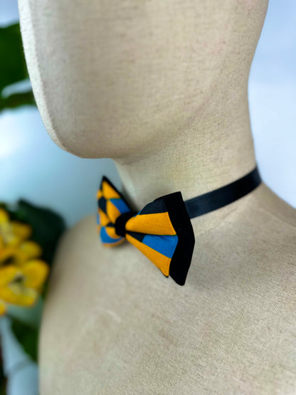 Colorful layered Kente bow set