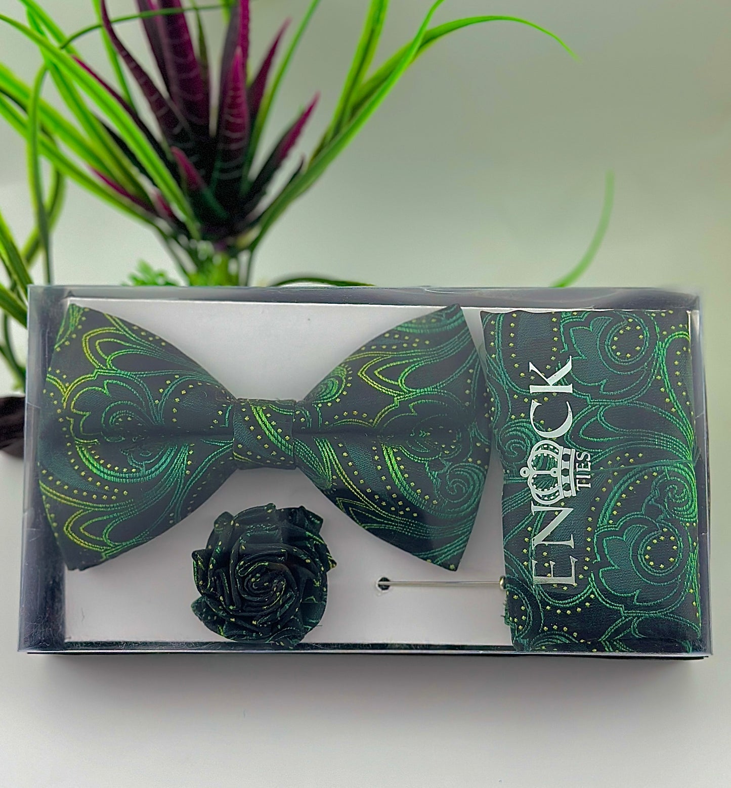 Paisley green pretied bow