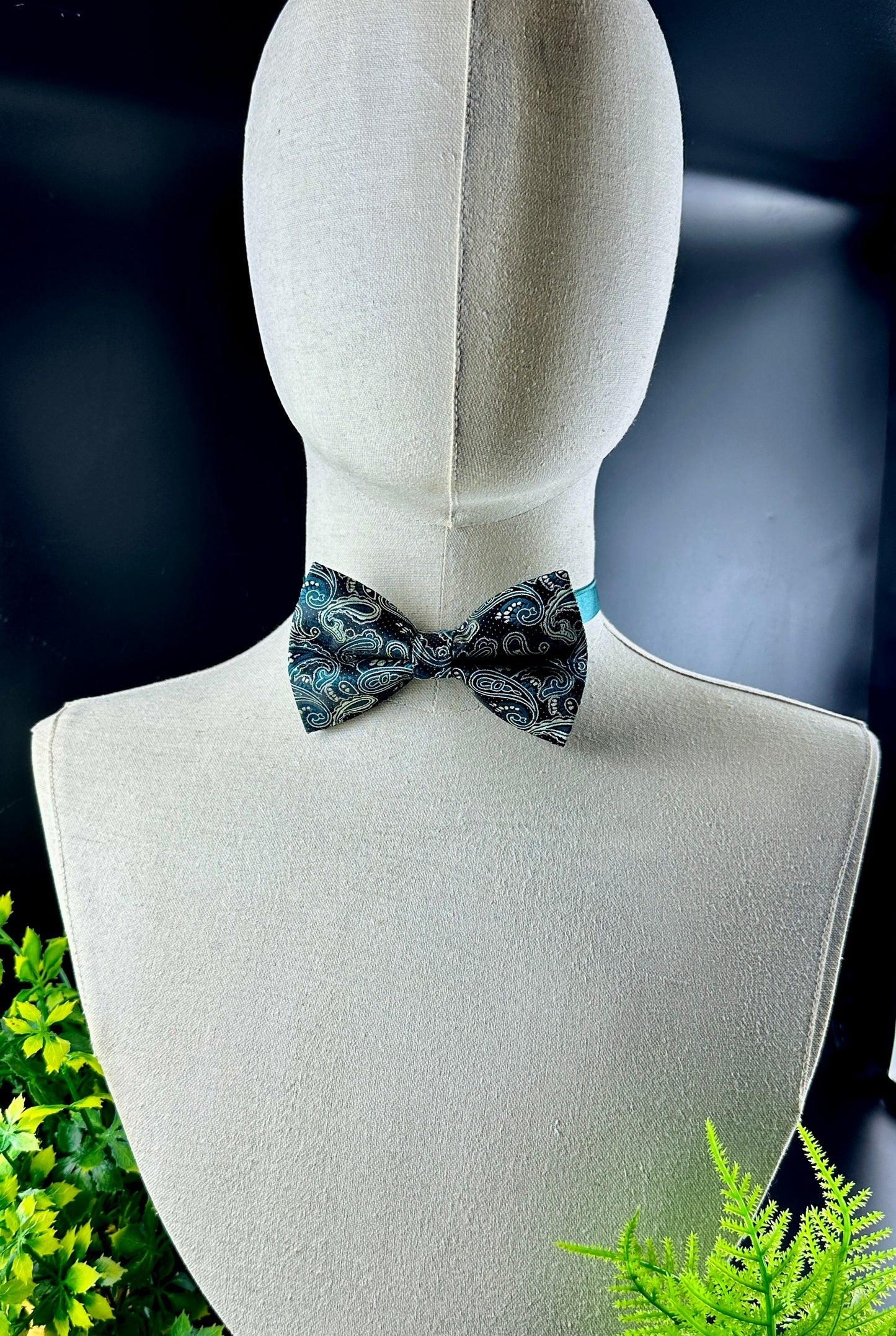 Paisley Emerald green pretied bow