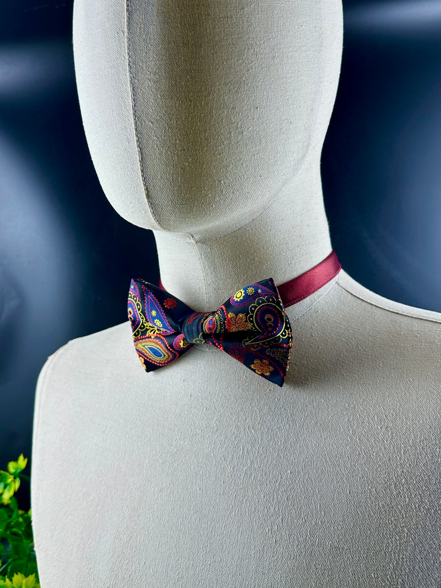 Paisley multi-colourful  pretied bow