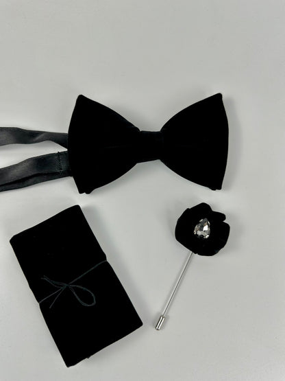 Black suede bow set