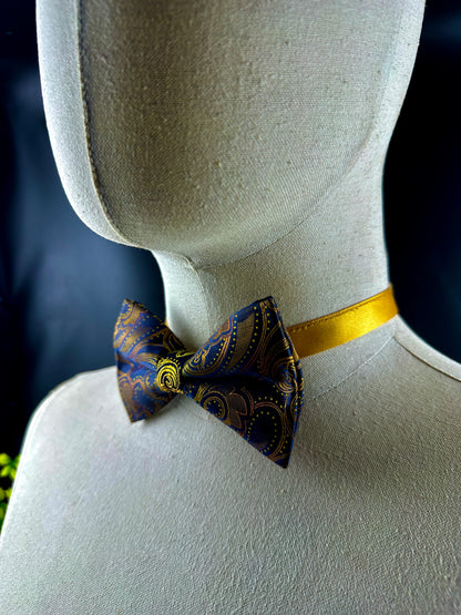 Paisley brown gold pretied bow