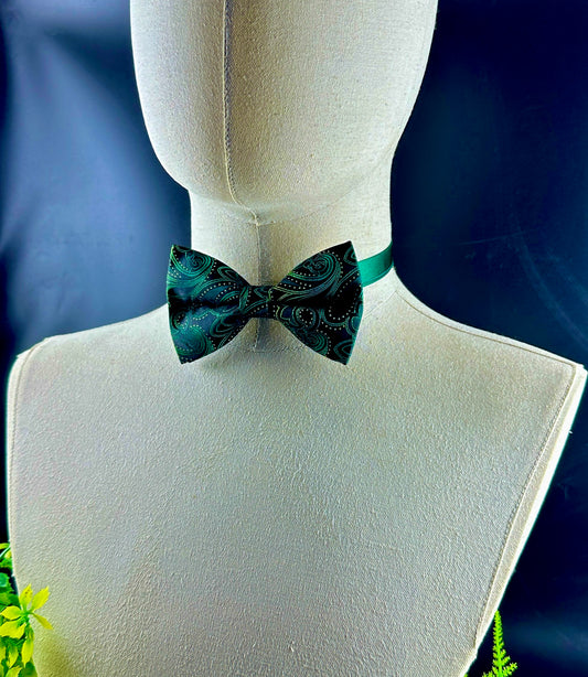 Paisley green pretied bow