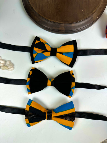 Colorful layered Kente bow set