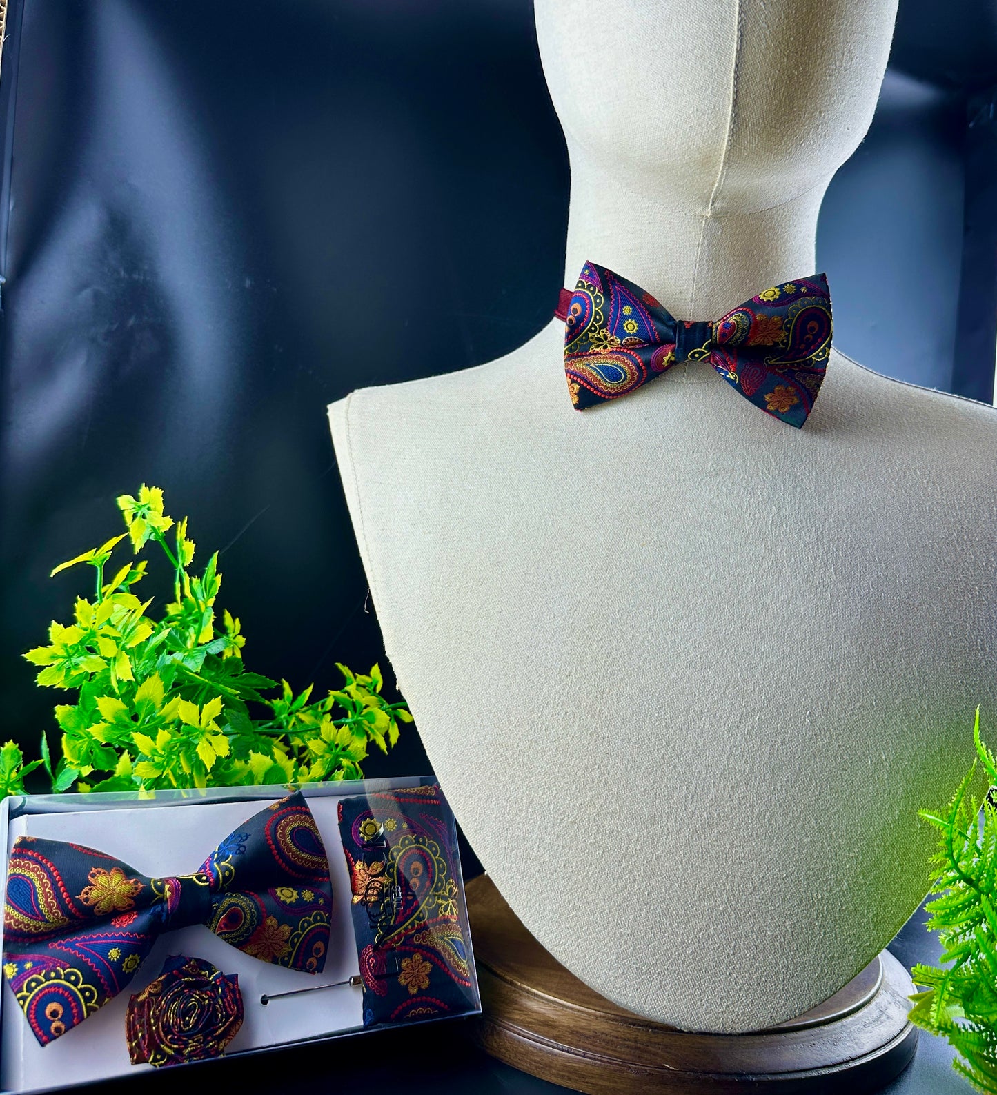 Paisley multi-colourful  pretied bow