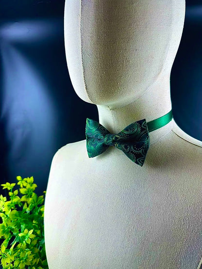 Paisley green pretied bow